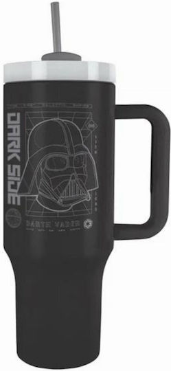 Pyramid International Darth Vader Handled Tumbler Thermos Stainless Steel 1.2lt Stainless Steel with Straw and Handle