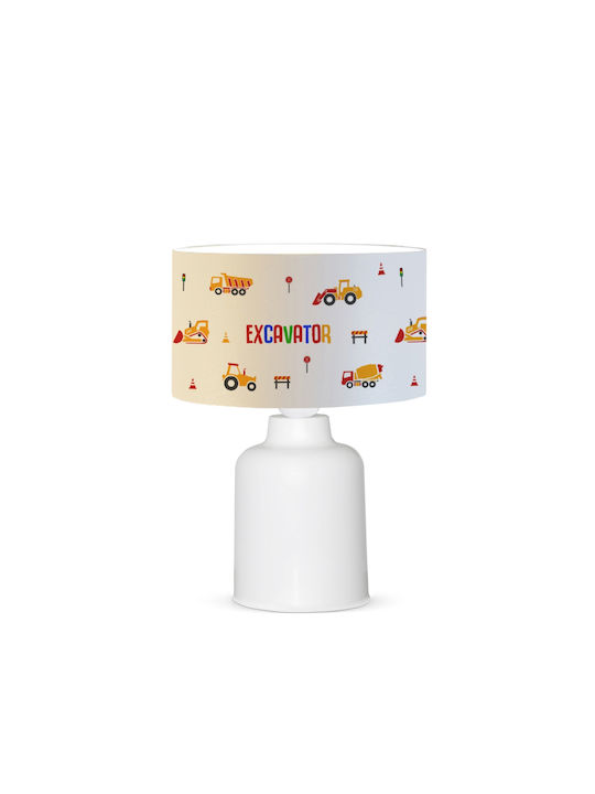 GloboStar Led Παιδικό Φωτιστικό Πορτατίφ Excavator Λευκό 24x24x32εκ.