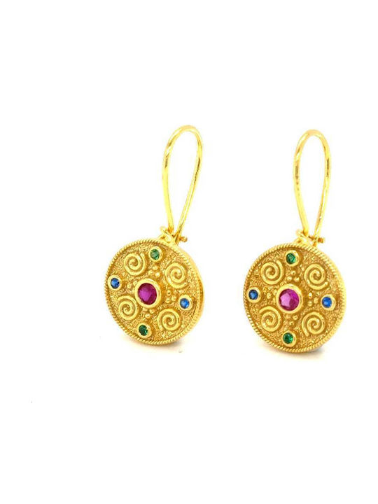 Drandakis Earrings made of Silver Gold Plated with Stones
