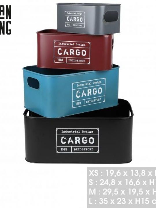Set of 4 Metal Storage Boxes 19.6x13.8x9 24.8x16.6x11 29.5x19.5x13 35x23x15 Cm Urban Living 54128