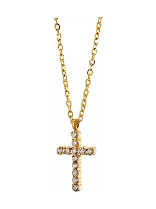 Oxzen Cross from Gold Plated Steel with Chain