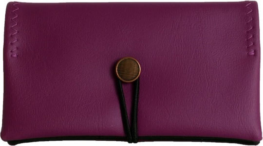 Simona Lederne Tabaktasche Lila mit Schnur