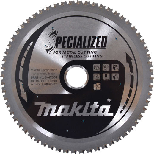 Makita Cutting Disc Metal Hole Diameter 150mm with 60 Teeth 1pcs