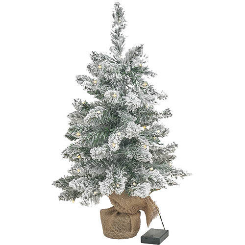 Christmas Decorative Snowy Illuminated Plastic Tree 60cm IP20 Battery Green