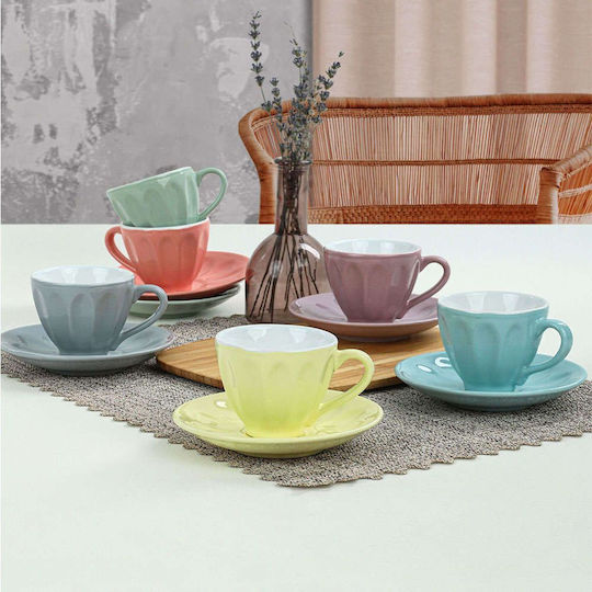 Hermia Set Căni Ceai Ceramice Multicolore 165ml 12buc 8683342857697