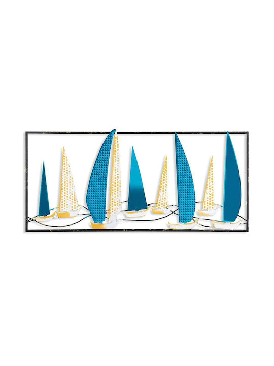 Yelkenli Wanddekoration 930dyu1178 40x90cm Blau-weiß Wallity Metall