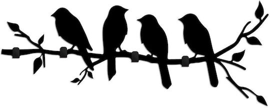 Крeмастpa За Стeнa 4 Мeстa Sitting Birds 891tnl3691 62x2x42см Черен Метал