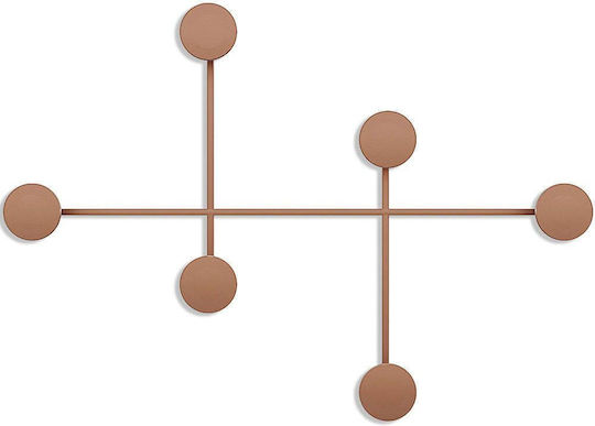 Κρεμάστρα Τοίχου 6 Θέσεων Dama 494pyt1141 82x60x10cm Copper Wallity Μέταλλο