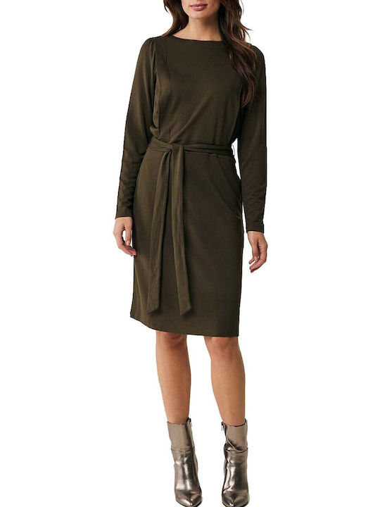 Mexx Midi Φόρεμα Μακρυμάνικο Λαδί
