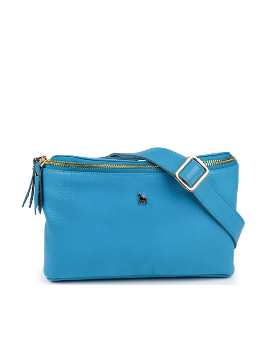 Boxer Leder Damentasche Schultertasche Hellblau
