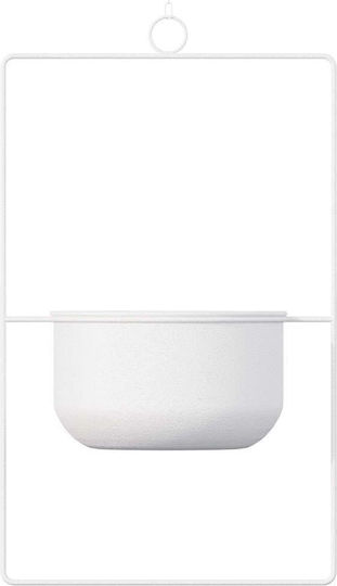 Aberto Design Висящи Саксия Металик Бял 25x25x40εκ.