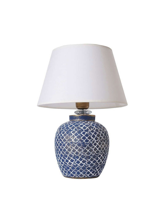 Opviq Table Lamp for Socket E27 with White Shade and Blue Base