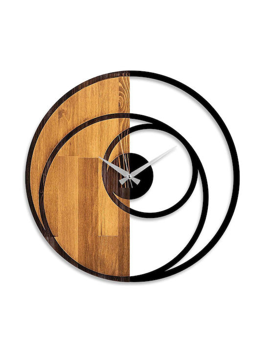 Circle Wall Clock 539tnl1144 56x3x56cm Walnut-black Wallity Metal Wood