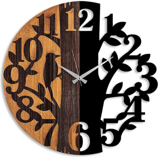 Wall Clock 539tnl1170 Φ56cm Walnut-black Wallity Metal Wood