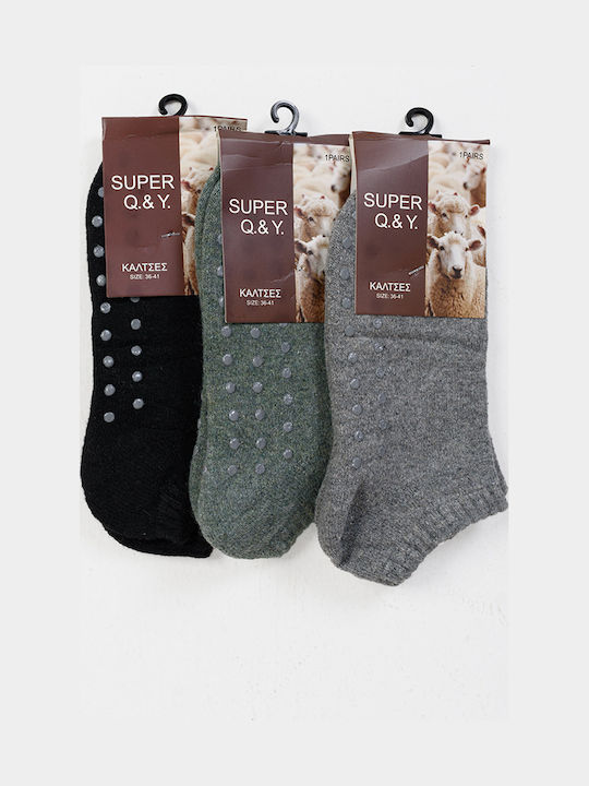 Q&Y Γυναικείες Κάλτσες Multicolor 3Pack