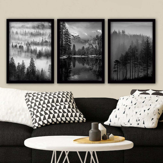 Κάδρα Σετ 3τμχ 364lul1267 35x45cm Black-white Wallity Κάθετοι Πλαστικό Mdf