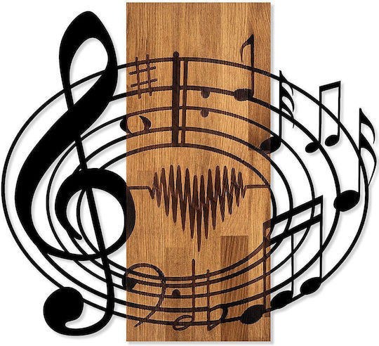Διακοσμητικό Τοίχου Musical 899skl2418 58x67cm Walnut-black Wallity Μέταλλο Ξύλο