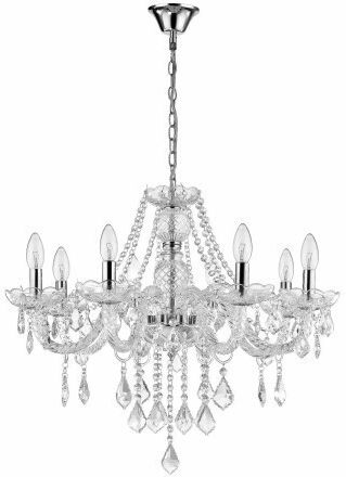 Light Prestige Hängelampe Transparent mit Kristallen für Fassung E14, E.14 48x66x66cm.
