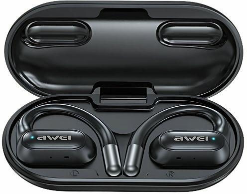 Awei T93 Open Ear Bluetooth Handsfree Ακουστικά με Αντοχή στον Ιδρώτα και Θήκη Φόρτισης Μαύρα