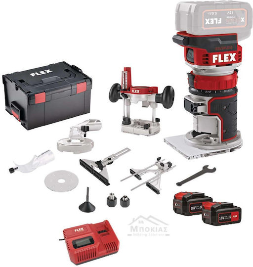 Flex CER 18.0-EC/5.0 Set Trimmfräse 18V Bürstenlos 2x5Ah mit Geschwindigkeitseinstellung und Staubabsaugsystem