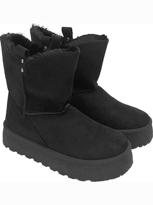 Women's Ankle Boots with Fur Black