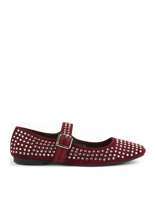 Wildleder Damen Ballerinas in Rot Farbe