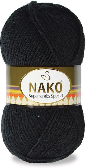 Νήμα Πλεξίματος Μισο Μάλλινο Nako Superlambs Special 00217 Μαύρο 100γρ-200μ 49% Μαλλί-51% Ακρυλικό