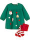 Children's Dress Long Sleeve Set with Tights Green