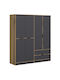 Sechs Türen Kleiderschrank Elina Oak-anthracite 52x52x185cm
