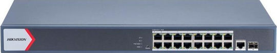 Hikvision DS-3E1518P-EI Unmanaged L2 PoE+ Switch with 16 Gigabit (1Gbps) Ethernet Ports and 1 SFP Port