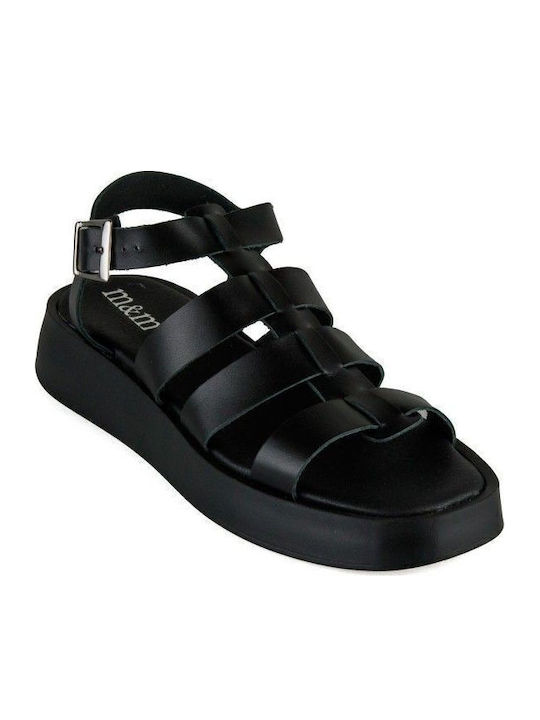 Дамски Кожени Сандали Flatforms Черни