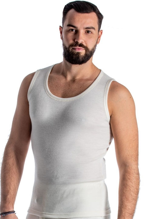 Koussis Men's Undershirt Sleeveless Ecru