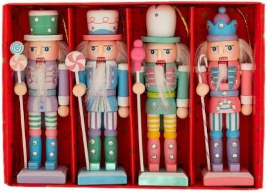 Hängender Nussknacker Ornament Hölzern Set 4Stück
