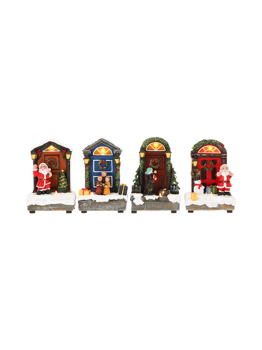 MSA Christmas Illuminated Decorative House with Battery 13x9x5.5cm. 4pcs