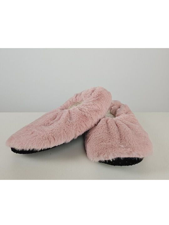 Walk Winter Damen Hausschuhe mit Fell Rosa