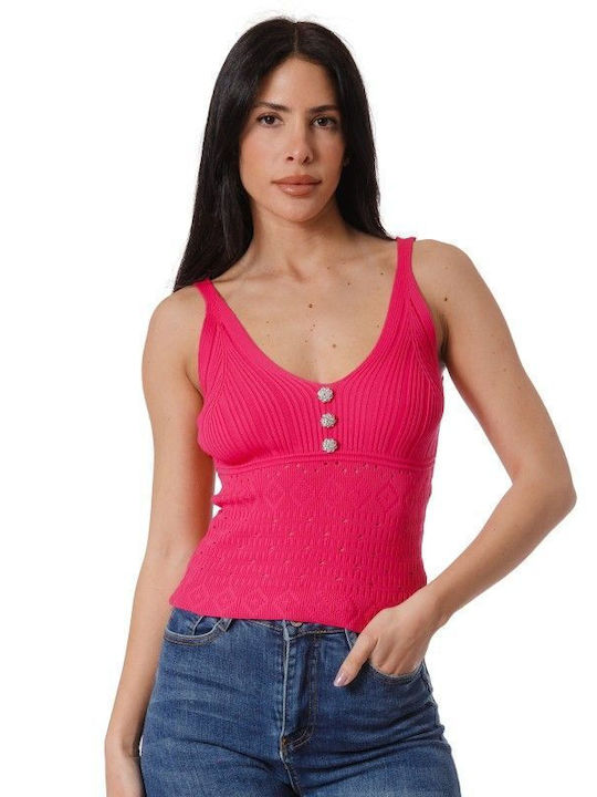 Fuchsia Sleeveless Top with Decorations