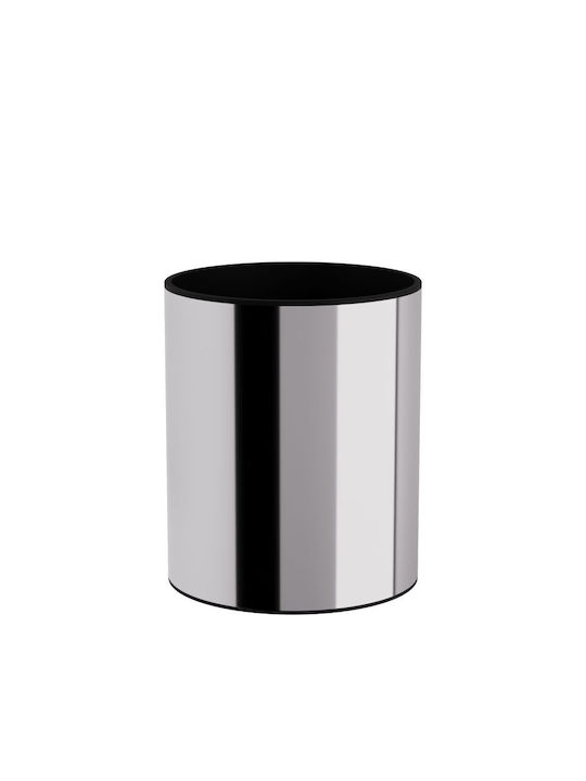 Pam & Co Office Plastic Waste Bin 15lt Silver 25x25x30cm