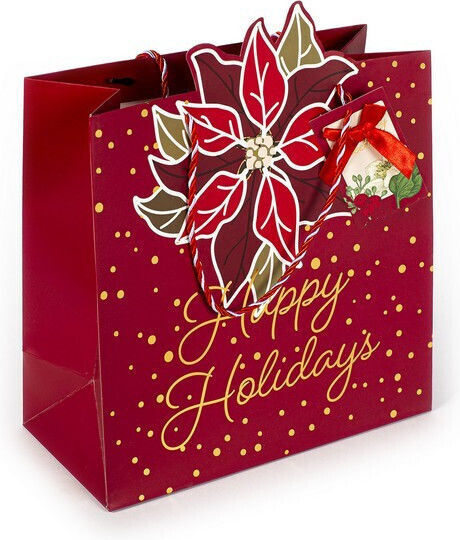 Tri-Coastal Design Happy Holidays Χριστουγεννιάτικη Τσάντα για Δώρο Κόκκινη