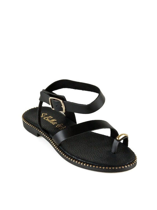 Black Leather Handmade Flat Sandal Design