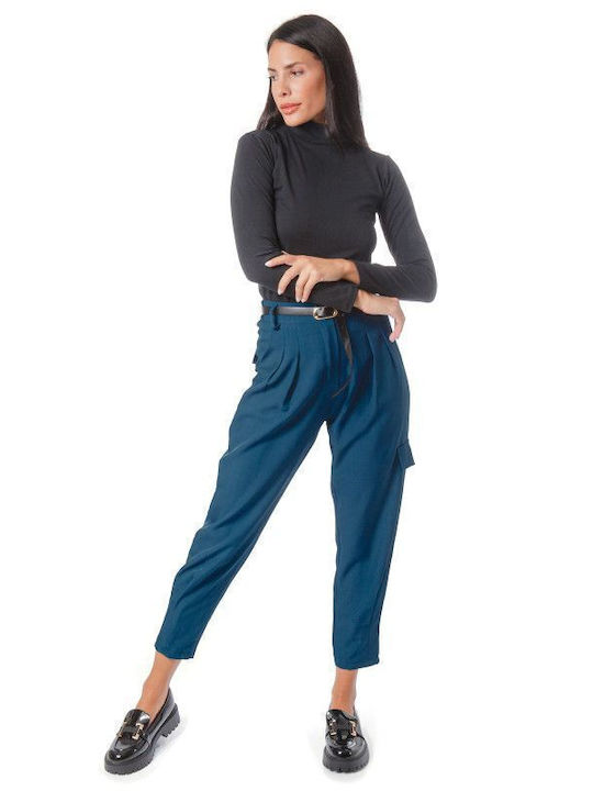 Blue Pleated Trousers