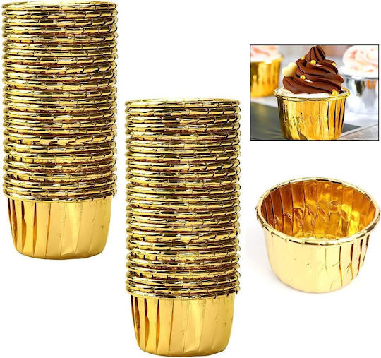 Set 50 forme de brioșe din aluminiu Zola 3,5 X 6 cm aurii