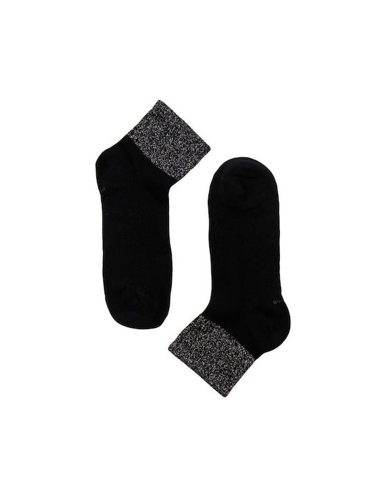 Black Cotton Glitter Socks