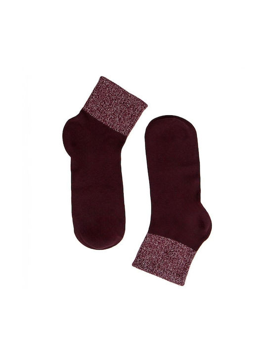 Burgundy Cotton Glitter Socks