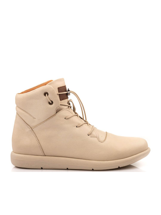 Leder Stiefeletten Damen Beige