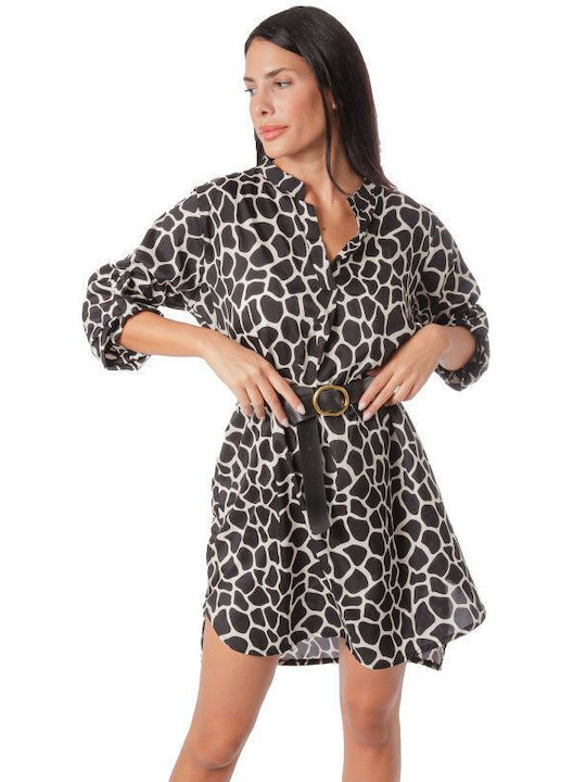 Asymmetric Mini Animal Print Dress