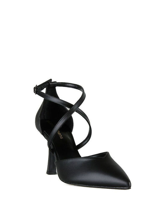 Black Pointed Strap Heel