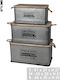 Set of Metal Storage Boxes 3 Pieces 51x27x27cm 62x32x31cm 68x35x35cm Urban Living 54155
