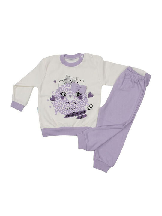 Papillon Kids Παιδική Πιτζάμα Χειμωνιάτικη Μωβ
