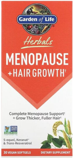 Garden Of Life Menopause & Hair Growth Συμπλήρωμα για την Εμμηνόπαυση 30 μαλακές κάψουλες