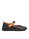Δερμάτινες Γυναικείες Μπαλαρίνες με Λουράκι σε Μαύρο Χρώμα